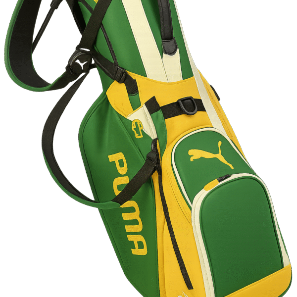 a golf bag on a stand