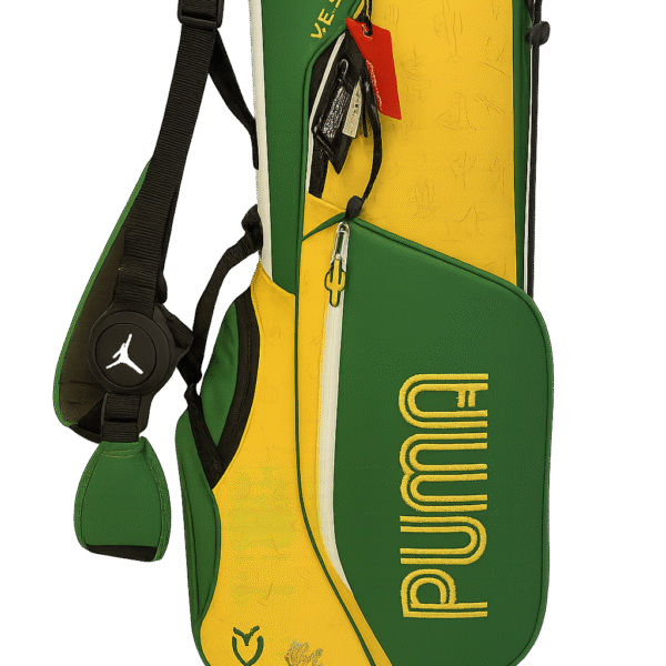 a golf bag on a stand