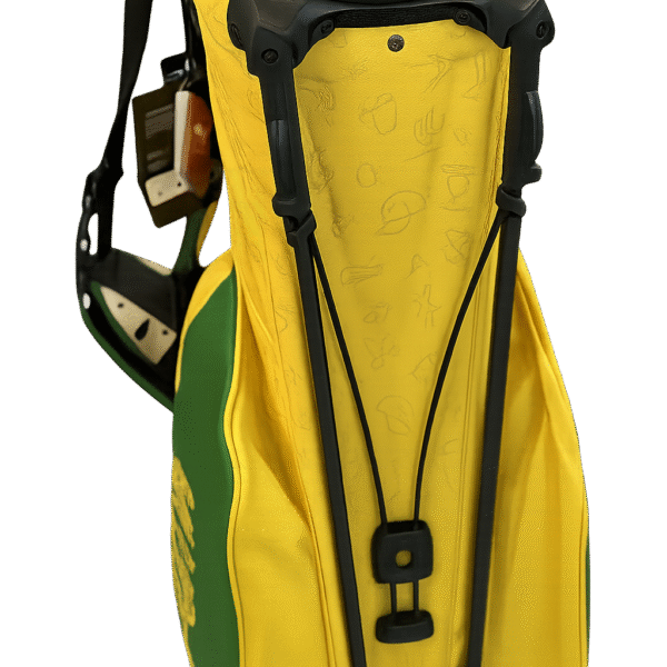 a golf bag on a stand