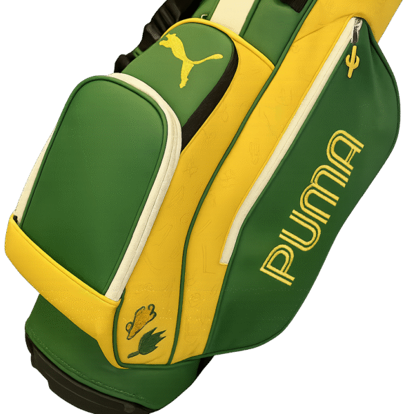 a golf bag on a stand