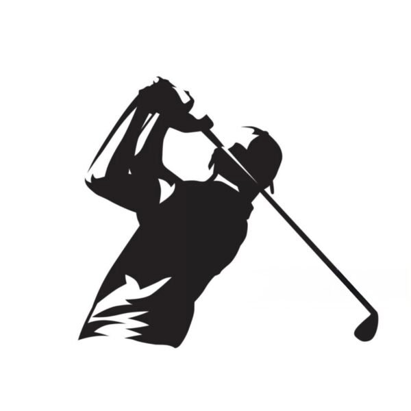 Silhouette of a golfer in full swing