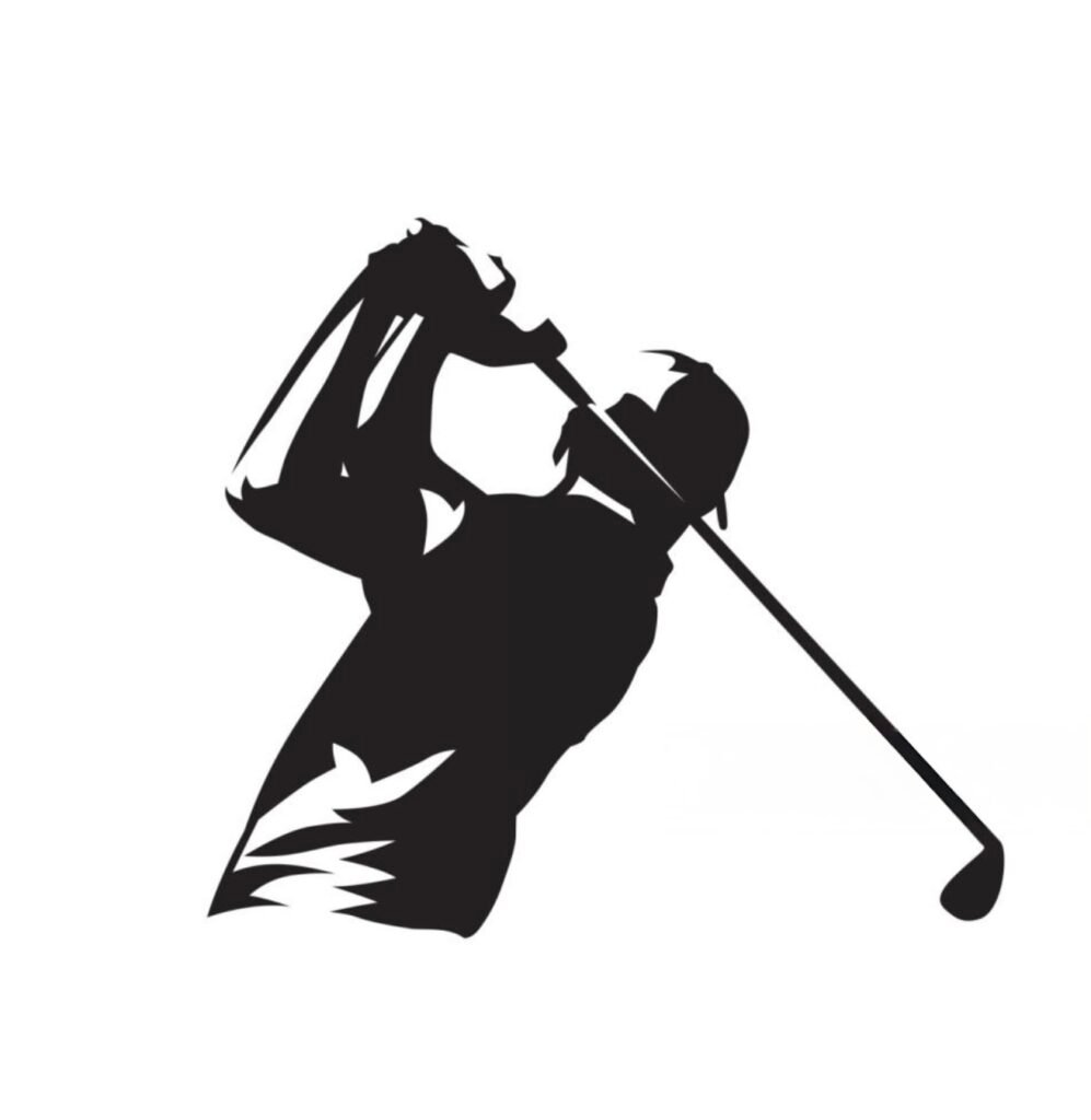 Silhouette of a golfer in full swing