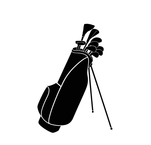 Black and white golf bag illustration